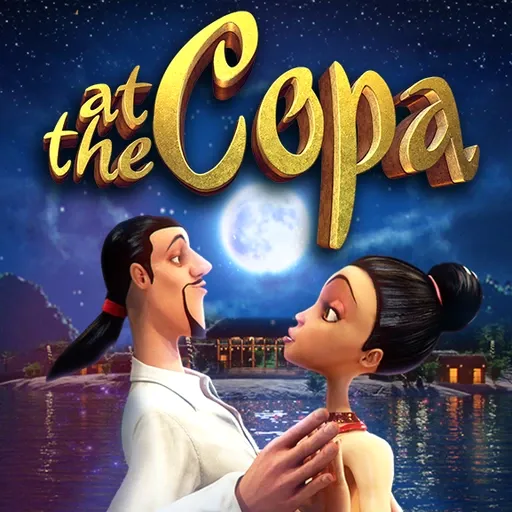 At the Copa slot game with a romantic dance theme, featuring a couple on a tropical beach