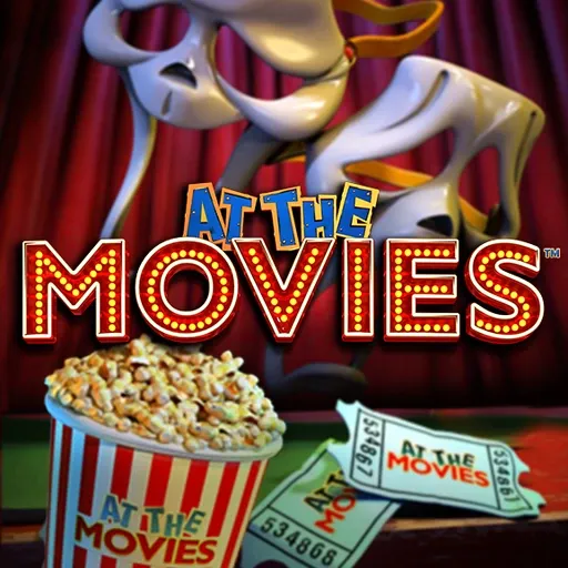 At the Movies slot game with a movie theater theme, featuring popcorn and a film reel