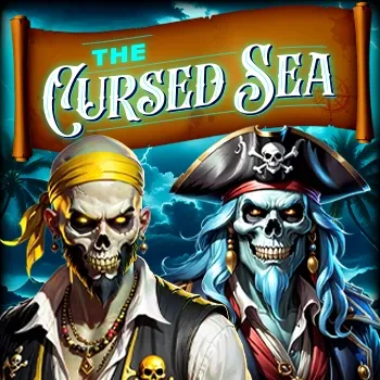 The Cursed Sea slot game with a pirate theme, showing skulls and a pirate ship