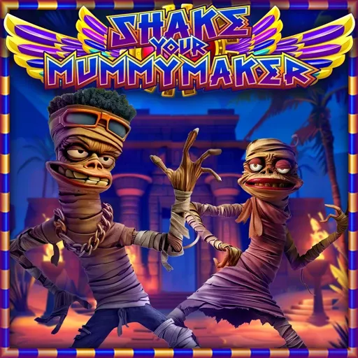 Shakes Mummymaker slot game with an Egyptian theme featuring mummies and mystical artifacts